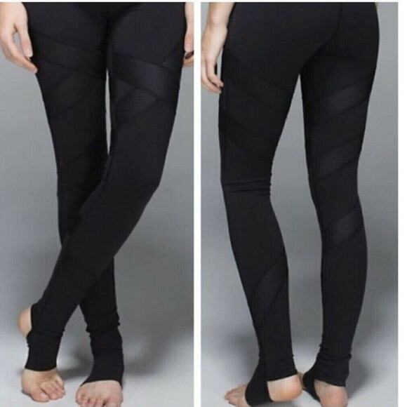 Lululemon‎ Wunder Under Cire Wrap Yoga Stirrup Pants Women's Size 4 Black - Picture 1 of 15